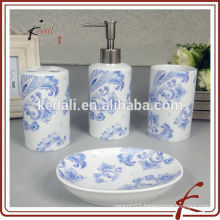 set of 4 ceramic bath accessories with full flora decal